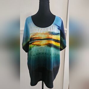 Multicolor Abstract Women's Top Style & Co 2X
